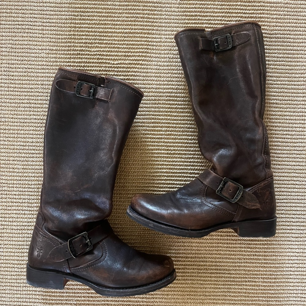 Frye Veronica slouch Dark Brown Leather Boots